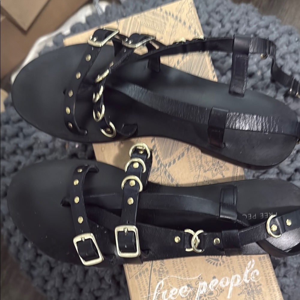 Free People Black Punk Sandals with Studs